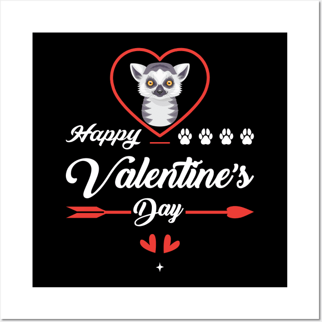 Funny Ring-tailed Lemur, Happy Valentines Day Gift For Lemur Lovers Wall Art by Art master